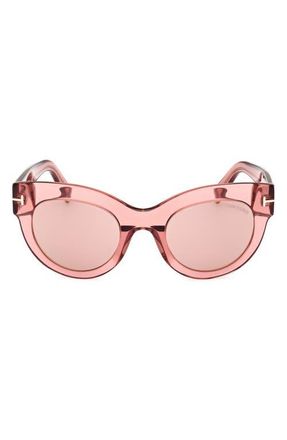 Tom Ford Lucilla 51mm Gradient Cat Eye Sunglasses in Shiny Rose /Pink Gold at Nordstrom