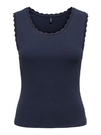 Only Tanktop ONLY ONLLUNI S/L TANK TOP CS JRS, Damen, Gr. XL, night sky, Jersey, Obermaterial: 57% Baumwolle, 38% Polyester, 5% Elasthan, unifarben, regula