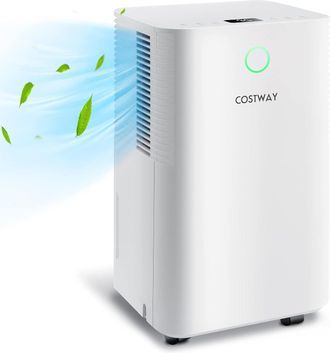 Costway Costway - Deshumidificador 4 En 1, 15 L Con 2 Velocidades, Temporizador 24 Horas, Desag&uuml;e Autom&aacute;tico O Manual, Tanque Del Agua 2 L, Auto Descongelamie