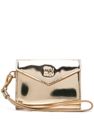 Miu Miu Portafoglio con logo goffrato - Oro