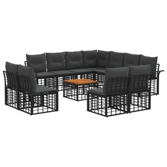 vidaXL Conjunto De Sof&aacute;s De Exterior 12 Pcs Negro Y Gris Oscuro Vidaxl