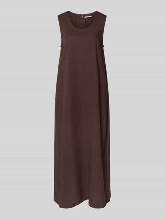 Freequent Midikleid aus Viskose-Leinen-Mix Modell Lavisco in Dunkelbraun, Gr&ouml;&szlig;e XXL