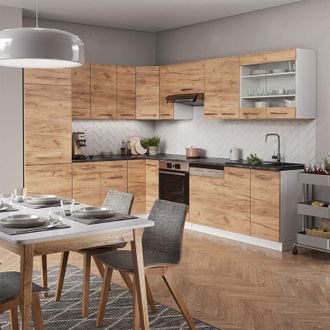 Vicco Cocina Esquinera Fame-line, Oro Potencia Roble/blanco, 227 X 287 Cm, Et Antracita