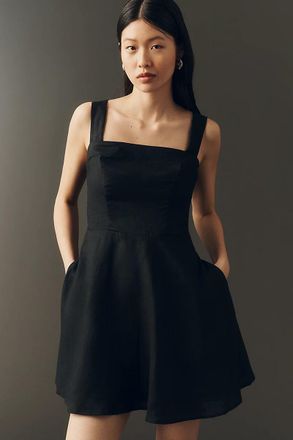Maeve Linen Square-Neck Mini Dress