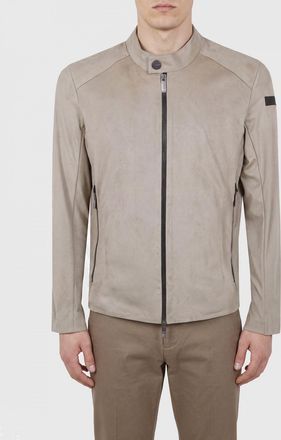 Roberto Ricci Design Giacca biker slim fit in pelle sintetica scamosciata con collo alto