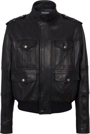 Balmain long-sleeve leather jacket - men - Lambskin - 48 - Black