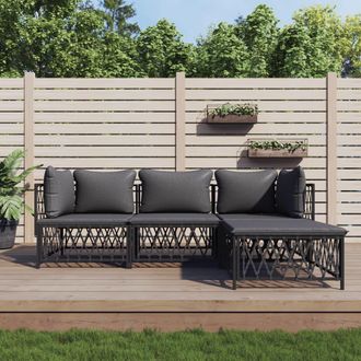 vidaXL Juego Muebles De Jard&iacute;n 4 Pzas Y Cojines Acero Gris Antracita Vidaxl