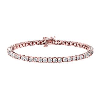 House of Brilliance 10K Rose Gold Plated.925 Sterling Silver 1.0 Cttw Miracle-Set Diamond Round Faceted Bezel Tennis Bracelet (I-J Color, I3 Clarity) - 5