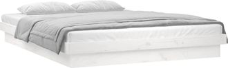 vidaXL Vidaxl - Estructura De Cama Doble Led Sin Colch&oacute;n Madera Maciza Blanco