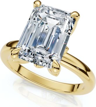 Pompeii3 2.05Ct Emerald Cut Certified Diamond Hidden Petal Engagement Ring Gold Lab Grown