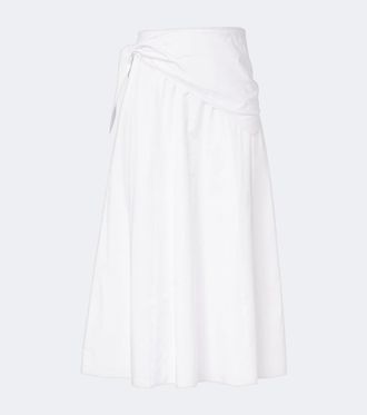 Vince Scarf-detail cotton poplin midi skirt