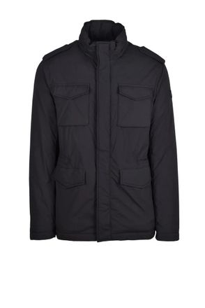 Mixture Down Jacket with Removable Hood - Black