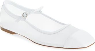 Aeyde Uma Mary Jane Cap Toe Flat in Optic White at Nordstrom, Size 5.5Us