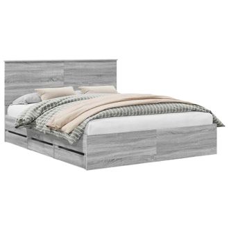 vidaXL Struttura Del Letto Con Cassetto Grigio Sonoma 160 X 200 Cm Vidaxl