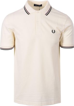 Fred Perry TWIN TIPPED POLO ECRU/OXBLOOD/GRASSROOTS