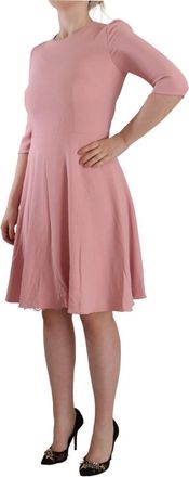 Dolce & Gabbana Womens Pink 3-4 Sleeves Viscose Blend A-Line Dress Acetate Elastane