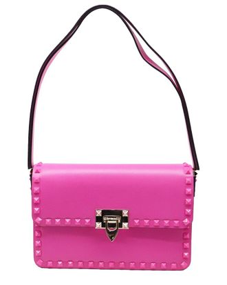 Valentino Garavani Valentino Pink Leather Rockstud23 East West Shoulder Bag (Authentic Pre-Loved)