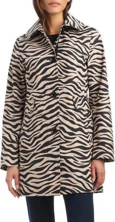 Kate Spade New York hooded water resistant a-line trench coat in Bold Zebra at Nordstrom Rack, Size X-Small
