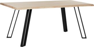 Beliani Beliani - Mesa De Comedor Madera Clara 180 X 85 Cm Patas De Metal Negro Cocina Graham