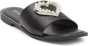 Top Moda Esme Heart Slide Sandal in Black Pu at Nordstrom Rack, Size 7.5