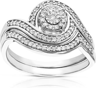 Vir Jewels 1/4 cttw Lab Grown Diamond Wedding Bridal Set in Sterling Silver For Women