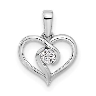 Diamond2Deal 14K White Gold Lab Grown Diamond Heart Pendant (0.1ct, VS, G-H)