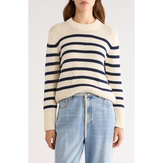 Rails Alise Stripe Crewneck Cotton Sweater in Ivory Navy Stripe at Nordstrom, Size Xx-Small