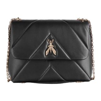Patrizia Pepe Cross Body Bags, female, Black, ONE SIZE, Black Leather Shoulder Bag with Zip
