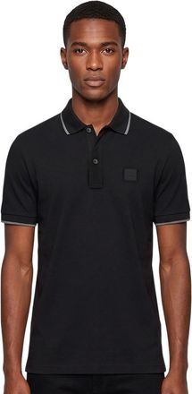 HUGO BOSS Black Solid Shirt Collar Polo