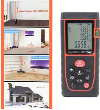 Trade Shop Trade Shop - Medidor De Distancia Puntero L&aacute;ser Ultras&oacute;nico Pantalla Lcd Mide 40 Mt