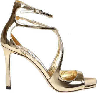 Jimmy Choo London Azia 95 Sandaal - Dames - Sandalen met hakken - Geel - 36 EU - Leer - Schoenen