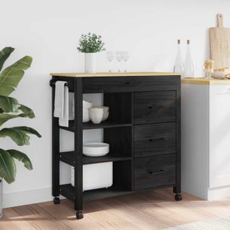 vidaXL vidaXL Carrello da Cucina MONZA Nero 84 x 40 x 88,5 cm