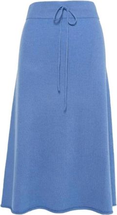 H&eacute;st Blauwe Gebreide Rok van Zware Kwaliteit - Dames - Midirokken - Blauw - S - Wol - Rokken