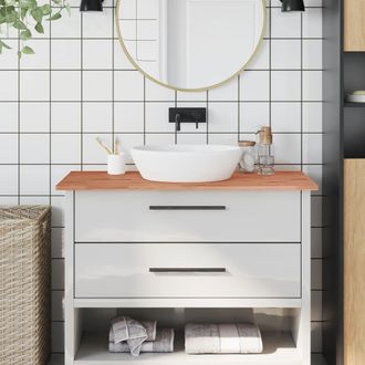 vidaXL Encimera De Ba&ntilde;o Madera Maciza De Haya 100x60x1,5 Cm Vidaxl