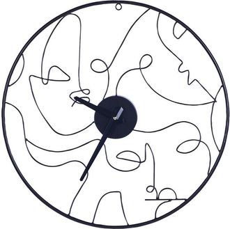 Beliani Beliani - Minimalist Elegant Round Slim Black Metal Iron Wall Clock Open Face Without Numbers Abstract Pattern ø 50 cm Black Menton