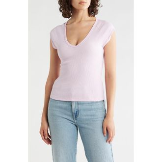 Sanctuary Raglan Sleeve V-Neck Top in Lilac Purple at Nordstrom Rack, Size X-Large
