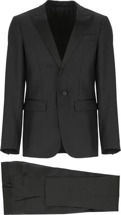 Dsquared2 Zwart Virgin Wool en Zijden Smoking Pak - Heren - Business pakken - Zwart - L - Kostuums