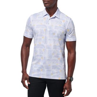 Travis Mathew Sun Guilt Leaf Print Piqu&eacute; Polo in White at Nordstrom Rack, Size Xxx-Large