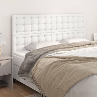 vidaXL Cabeceros 4 Unidades De Cuero Sint&eacute;tico Blanco 80x5x78/88 Cm Vidaxl