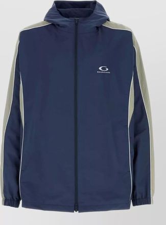 Balenciaga rain jacket hood elastic cuffs side stripes
