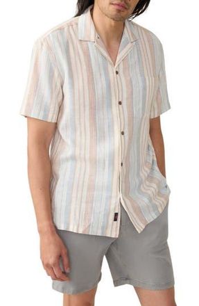 Faherty Breeze Linen BlendCamp Shirt in Golden Beach Stripe at Nordstrom Rack, Size Xx-Large
