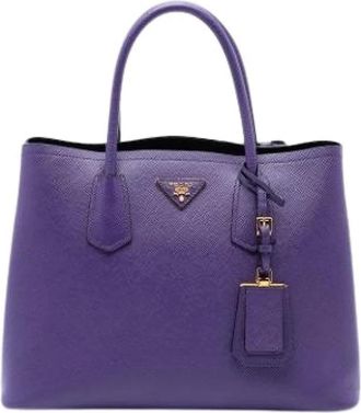 Prada Pre-owned Saffiano Satchel - Dames - Vintage Shopper - Paars - ONE Size - Leer - Vintage