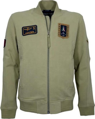 Aeronautica Full Zip Geborduurd Sweatshirt Fe 2071Uf 00669 - Heren - Vesten met rits - Groen - M - Katoen - Hoodies & sweatvesten