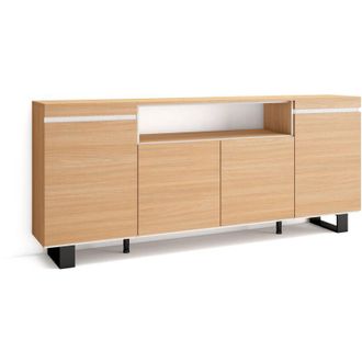 Skraut Home Credenza, Mobile, Cucina, Madia, mobile ingresso, 200x35x87cm, 4 Porte, Design industriale, Stile moderno, Rovere soft e bianco - Skraut Home