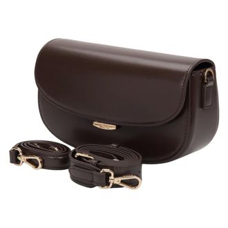 Estro & Luminara Shoulder Bags, female, Brown, Size: ONE SIZE Saddle Shape Shoulder Bag