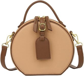 Generic Adjustable Strap Small Cross Body Bag for Women, Multipockets Western Leather Round Bag, Chunky Zip Retro Round Bag Top Handle with Crossbody Strap, V