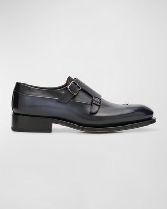 Santoni Mens Eros Double-Monk Strap Loafers