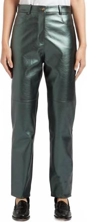 The Label Edition Womens Marlon Pants In Metallic Green