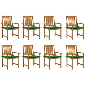 vidaXL Sillas De Jard&iacute;n Con Cojines 8 Pc Acacia Masiva