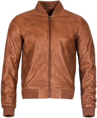 Infinity Leather Mens Varisty Bomber Jacket - Tan - Size X-Small